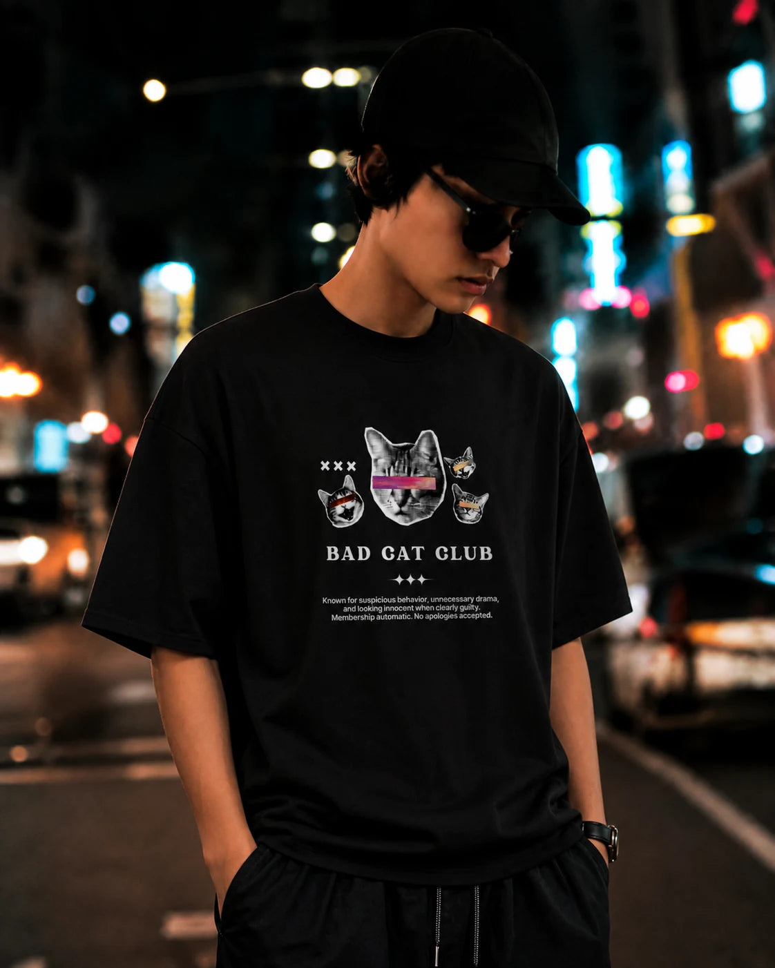 BAD CAT CLUB Tシャツ着用イメージ